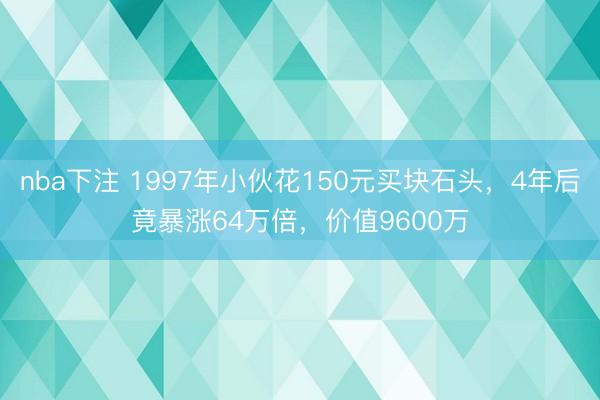 nba下注 1997年小伙花150元买块石头，4年后竟暴涨64万倍，价值9600万