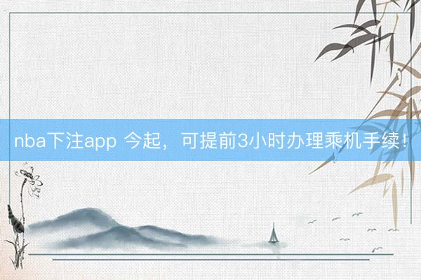 nba下注app 今起，可提前3小时办理乘机手续！