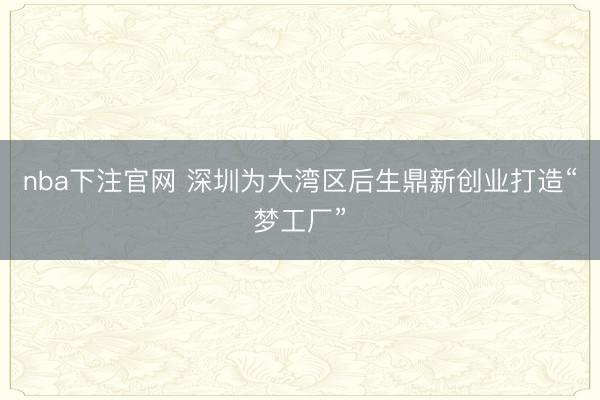 nba下注官网 深圳为大湾区后生鼎新创业打造“梦工厂”